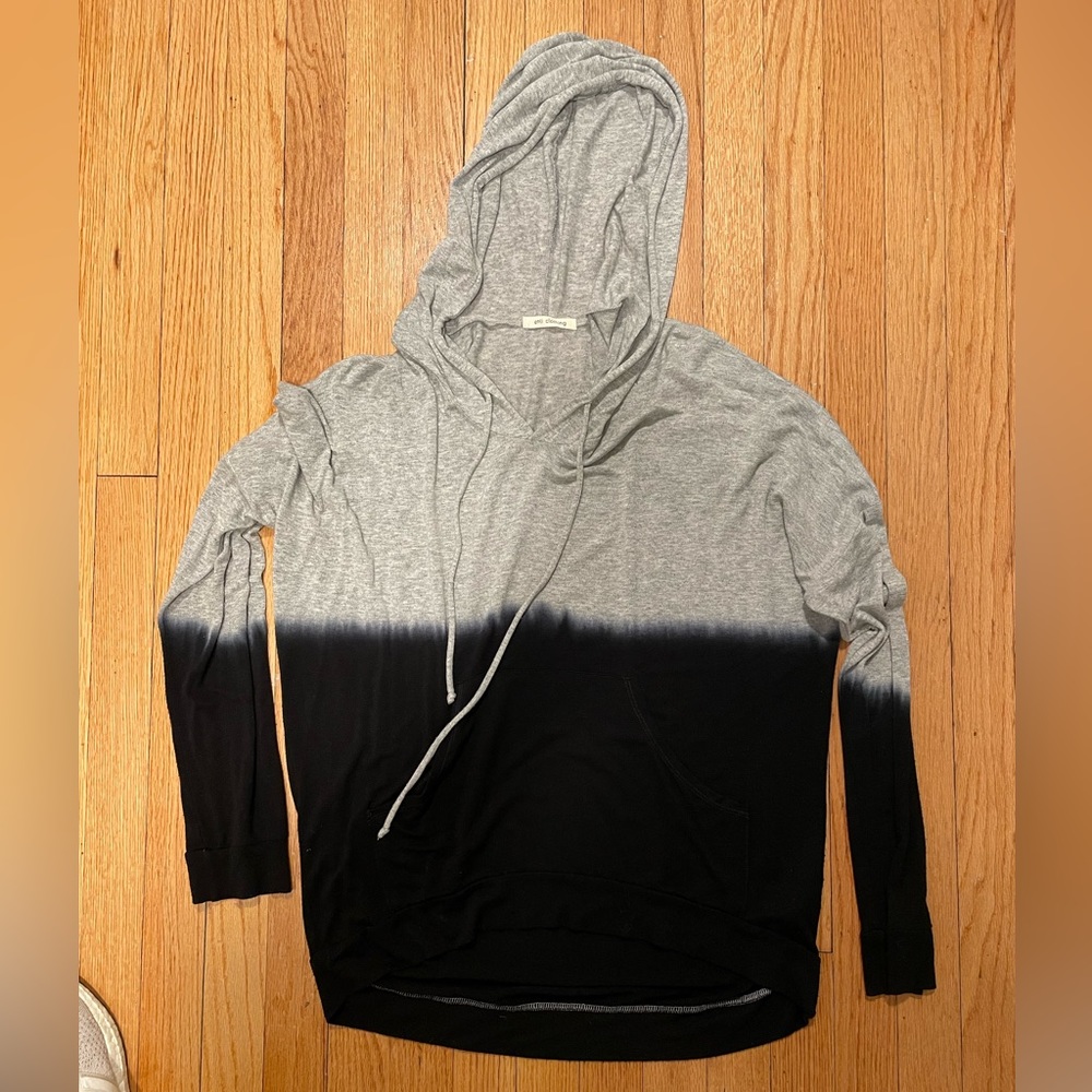 Enti Clothing Oversize Slouchy Grey and Black Dipped Lightweight Hoodie - Size S